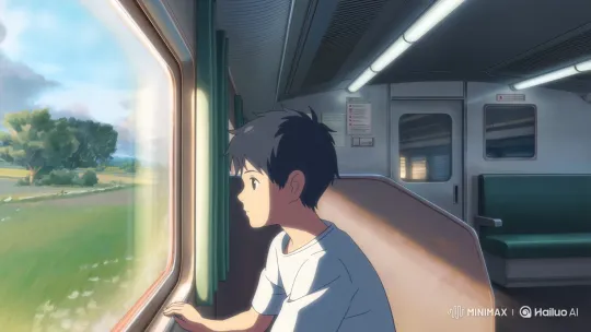 Anime Boy Witnesses Real-to-Painted Sky Transformation – AI Generated Video | Hailuo AI
