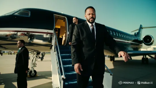 Presidential Arrival and Boarding at Private Jet – AI Generated Video | Hailuo AI