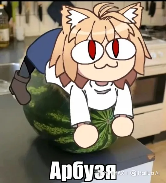 Anime Character Cat Ears Launches on Watermelon Rocket – AI Generated Video | Hailuo AI