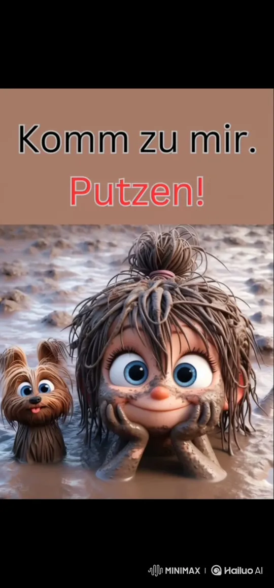 Girl and Dog Enjoy a Joyful Mud Bath Together – AI Generated Video | Hailuo AI
