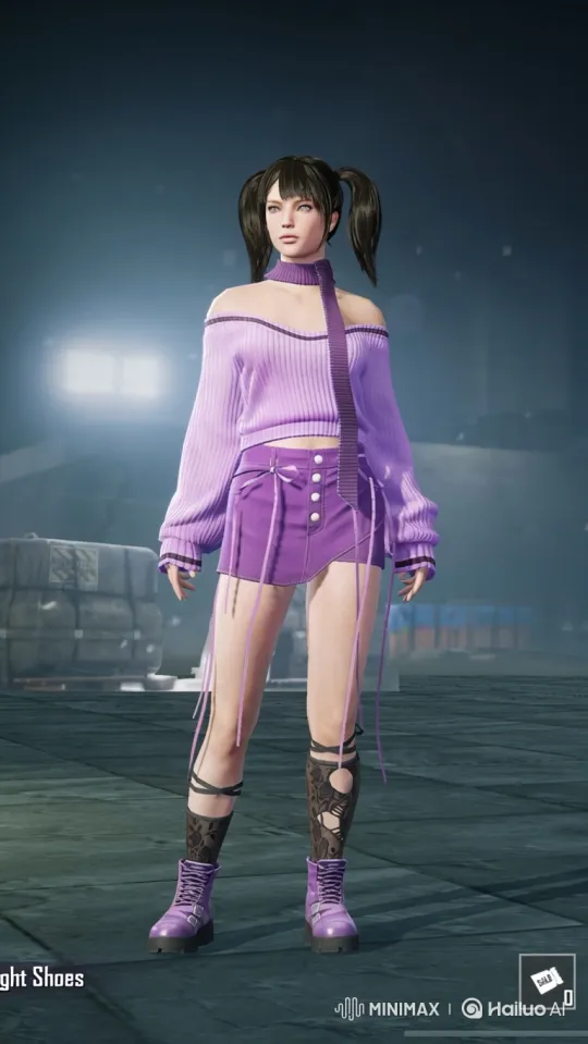 Female Character in Purple Outfit Sends Kissing Gesture – AI Generated Video | Hailuo AI