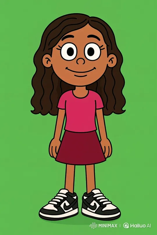Cartoon Girl Dances Cheerfully in Solid White Background – AI Generated Video | Hailuo AI