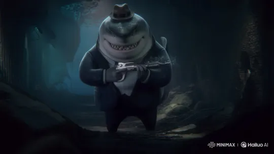 Gangster Shark Fires Machine Gun in Underwater Alley – AI Generated Video | Hailuo AI