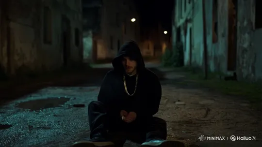 Young Gangster Reflects in a Desolate Alley at Night – AI Generated Video | Hailuo AI
