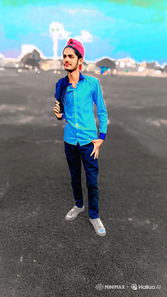 Young Man in Colorful Attire Turns to Camera with Smile – AI Generated Video | Hailuo AI