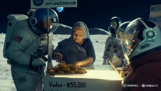 Grandma Sells Expensive Vadas on the Moon – AI Generated Video | Hailuo AI