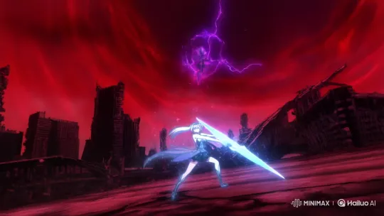 Akari Tenshou Battles Raijin in Neo-Kyoto's Crimson Eclipse – AI Generated Video | Hailuo AI