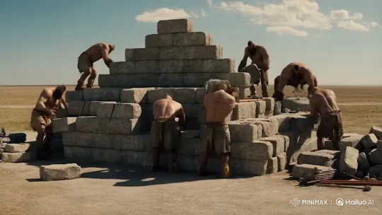 Colossal Giants Construct Stone Monolith – AI Generated Video | Hailuo AI