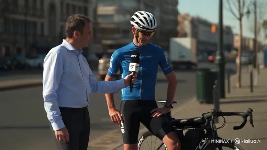 Cyclist Interviewed About Upcoming Betting Pool – AI Generated Video | Hailuo AI