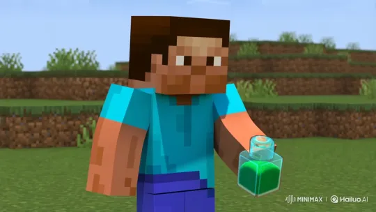 Minecraft Steve Turns into Melting Slime After Potion – AI Generated Video | Hailuo AI