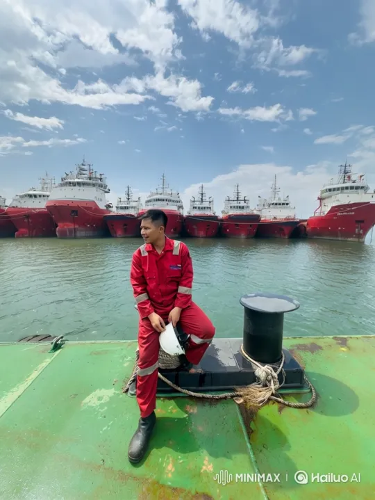 Man Contemplates Fleet on Calm Water with Cloudy Sky – AI Generated Video | Hailuo AI