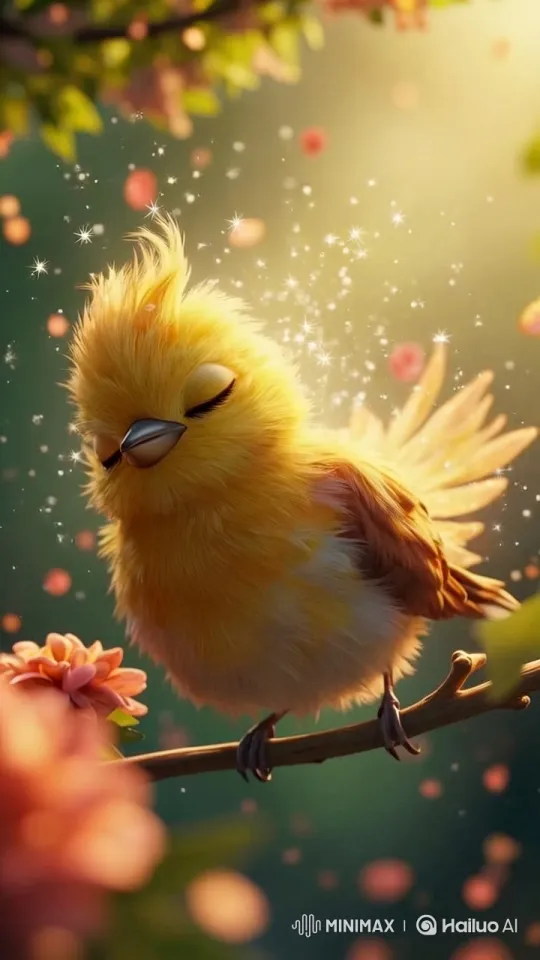 Serene Bird Amidst Magical, Glowing Particles – AI Generated Video | Hailuo AI