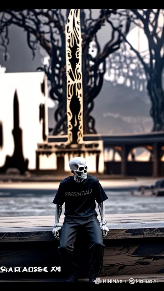 Skeleton Drives Lamborghini in Eerie Landscape – AI Generated Video | Hailuo AI