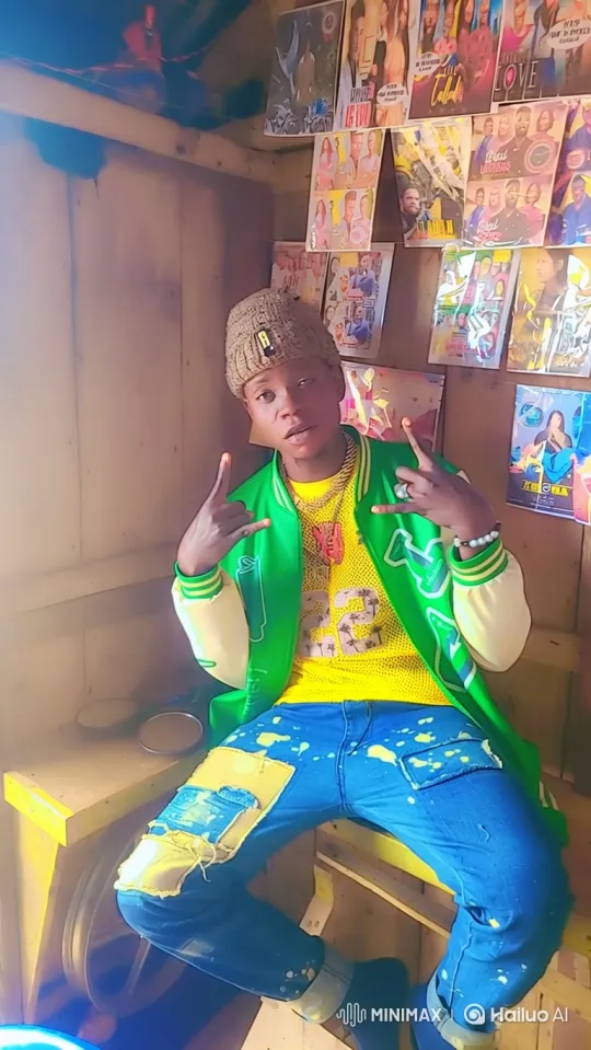 Stylish Young Man in Wood Structure with Rock On Pose – AI Generated Video | Hailuo AI