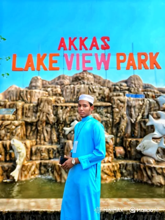 Young Man at Akkas Lake View Park Fountain – AI Generated Video | Hailuo AI