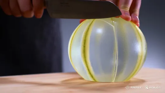 Cinematic Close-Up of a Glass Watermelon Slicing – AI Generated Video | Hailuo AI