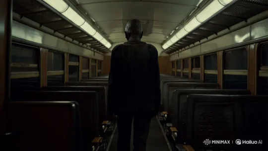 Mysterious Man Casts Shadows in Moving Train Car – AI Generated Video | Hailuo AI