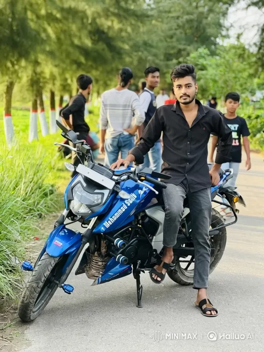 Young Man with Motorcycle: A Study in Confidence – AI Generated Video | Hailuo AI