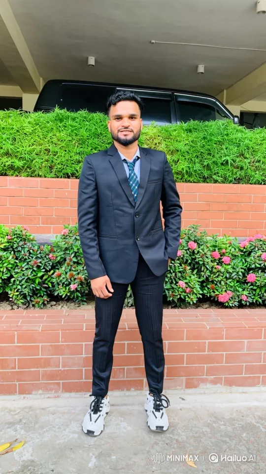 Young Man in Suit Poses Calmly Outdoors – AI Generated Video | Hailuo AI