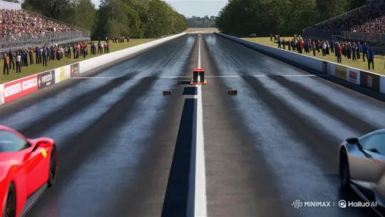 Drag Race to Mythical Creatures: Ferrari vs. Lamborghini – AI Generated Video | Hailuo AI