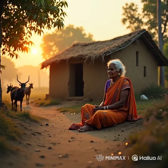 Old Woman Feeds Pigeons in Village at Sunrise – AI Generated Video | Hailuo AI