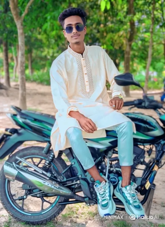 Stylish Young Man on Motorcycle: A Study in Calm Confidence – AI Generated Video | Hailuo AI