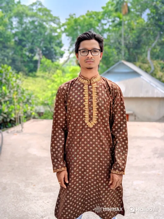 Young Man in Traditional Tunic Rides Horse on Concrete – AI Generated Video | Hailuo AI
