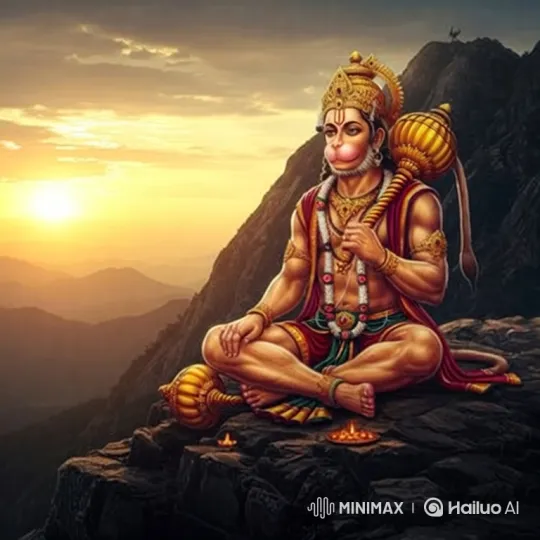 Majestic Deity with Monkey Face Meditates on Mountain Peak – AI Generated Video | Hailuo AI