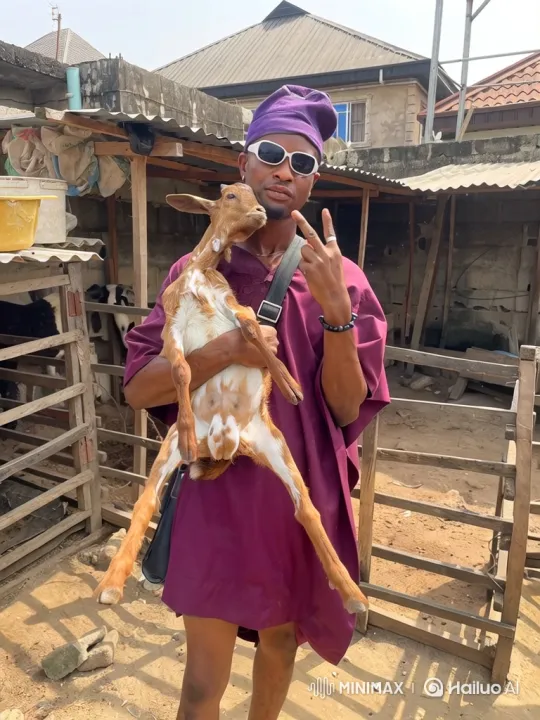 Man in Traditional Attire Places Goat in Futuristic Truck – AI Generated Video | Hailuo AI