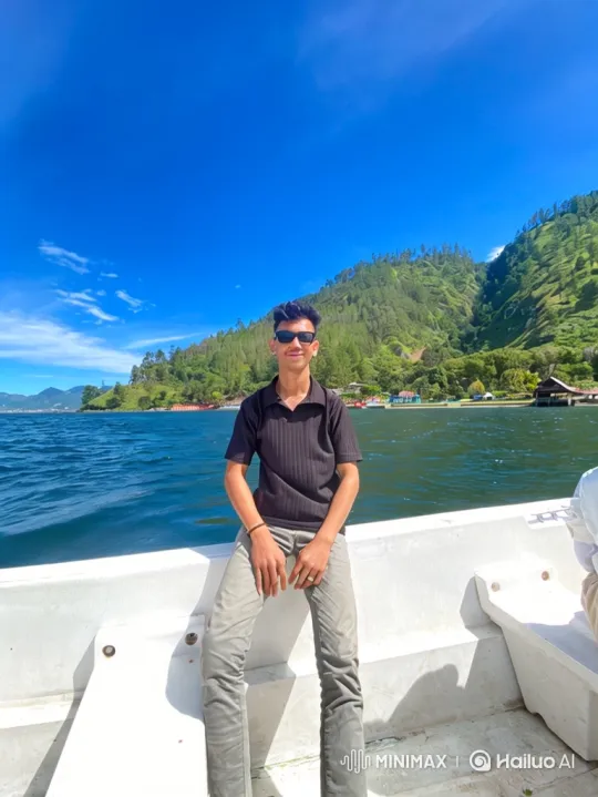 Young Man Enjoying Scenic Boat Ride – AI Generated Video | Hailuo AI
