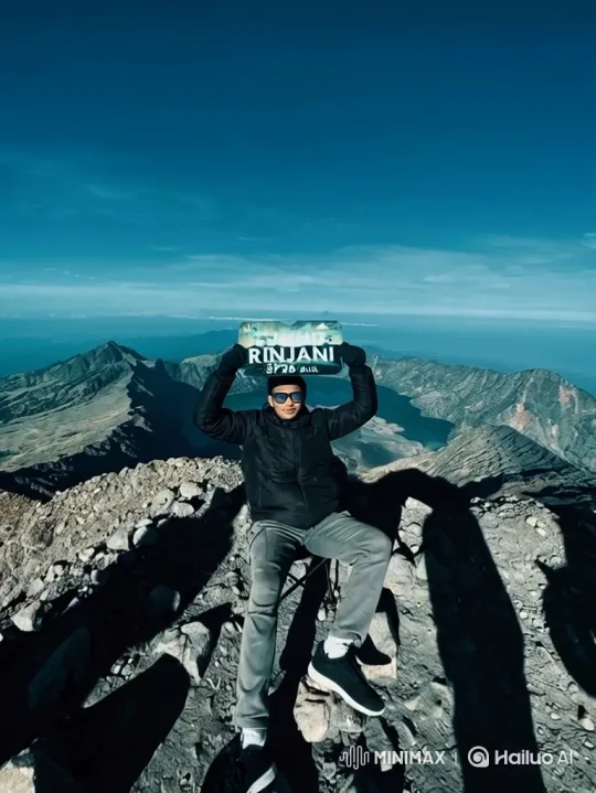 Summit Triumph: Earth's Majestic Panorama from Rinjani Peak – AI Generated Video | Hailuo AI