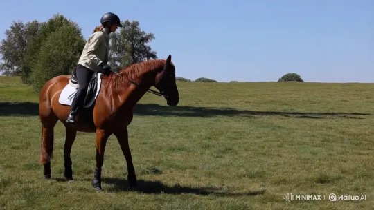 Equestrian Falls in Sunlit Meadow – AI Generated Video | Hailuo AI