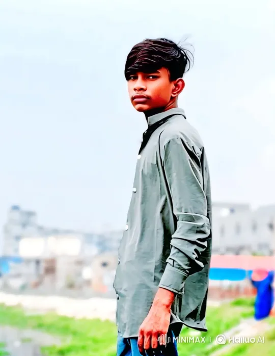 Young Man in Gentle Breeze Holds Steady Gaze – AI Generated Video | Hailuo AI