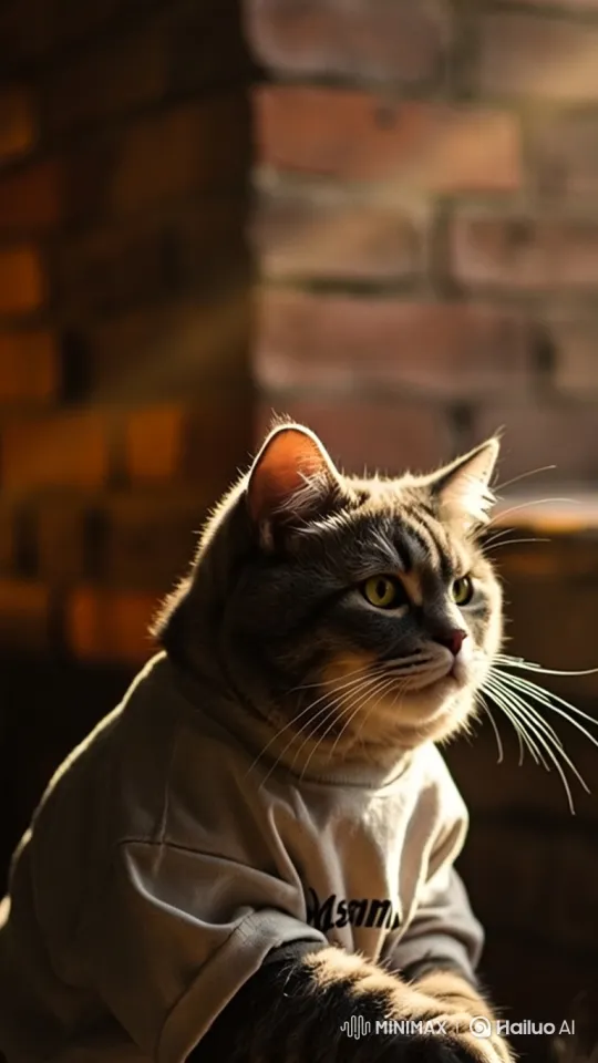 Cozy Kitchen: Cat Enjoys Music with Tail and Headphones – AI Generated Video | Hailuo AI