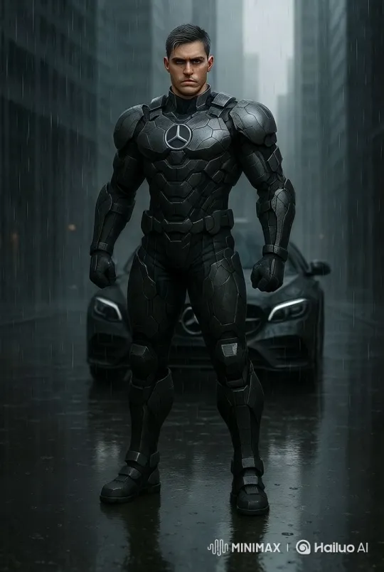 Futuristic Armored Man Walks Through Rainy City – AI Generated Video | Hailuo AI