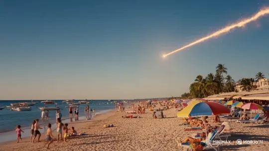 Shooting Star Transforms into Arancino on Beach Scene – AI Generated Video | Hailuo AI