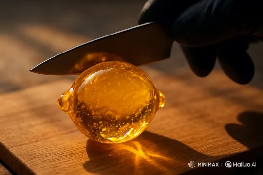 Destruction of a Candy Lemon by Knife – AI Generated Video | Hailuo AI