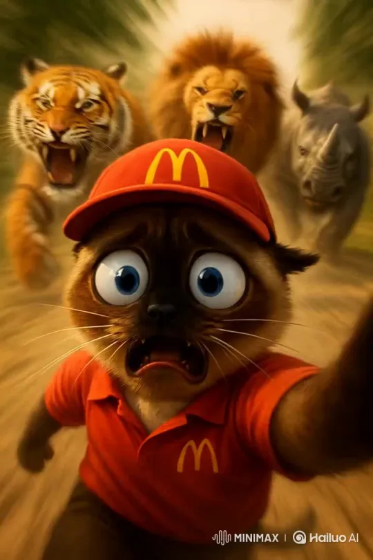 Man Hunted by Tiger Meets Lion and Rhino – AI Generated Video | Hailuo AI