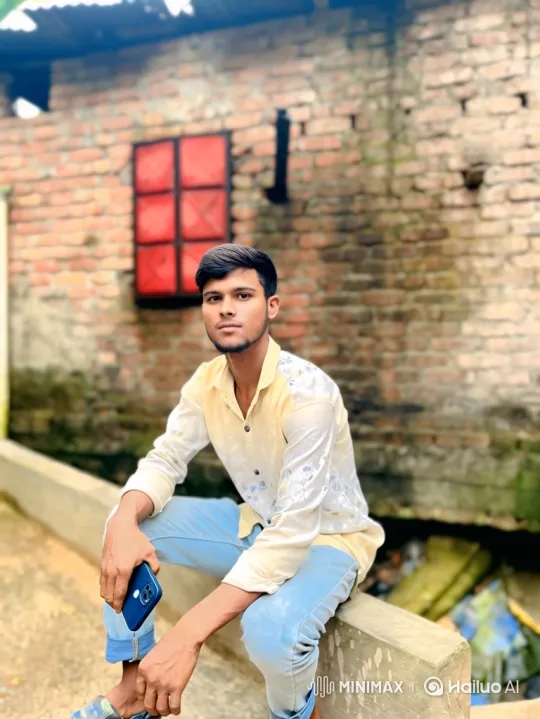 Young Man Observes Helicopter on Brick Wall Background – AI Generated Video | Hailuo AI