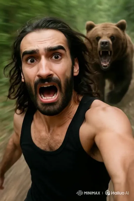 Bear Pursues, Victim Escapes – AI Generated Video | Hailuo AI