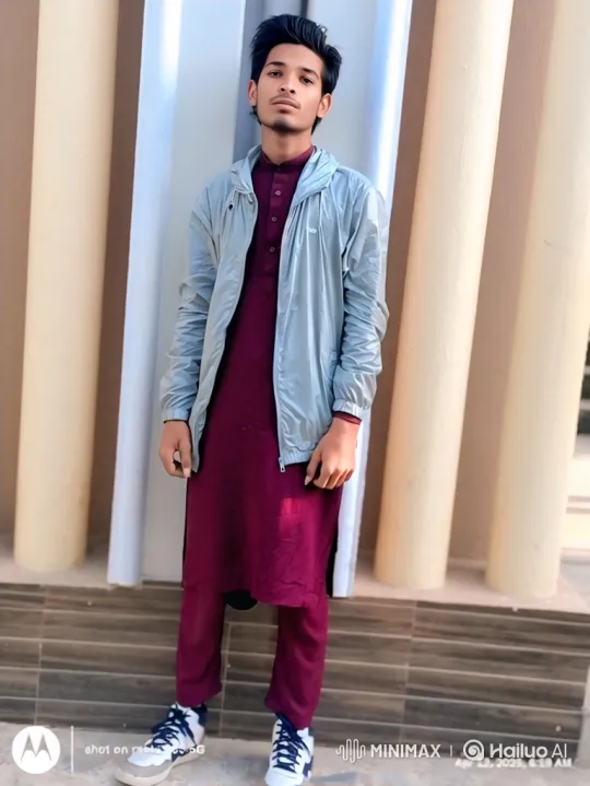 Young Man in Maroon Tunic Stands Outside – AI Generated Video | Hailuo AI