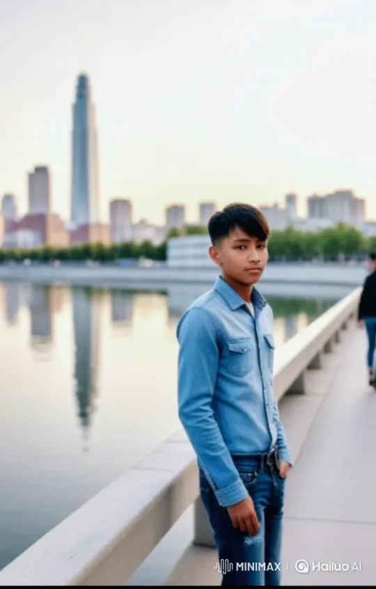 Stylish Young Man Observes Sunset Over City – AI Generated Video | Hailuo AI