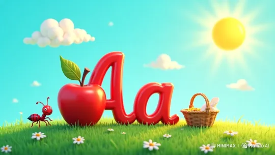 Animated Picnic Scene with Ant and Apple on a Sunny Hill – AI Generated Video | Hailuo AI