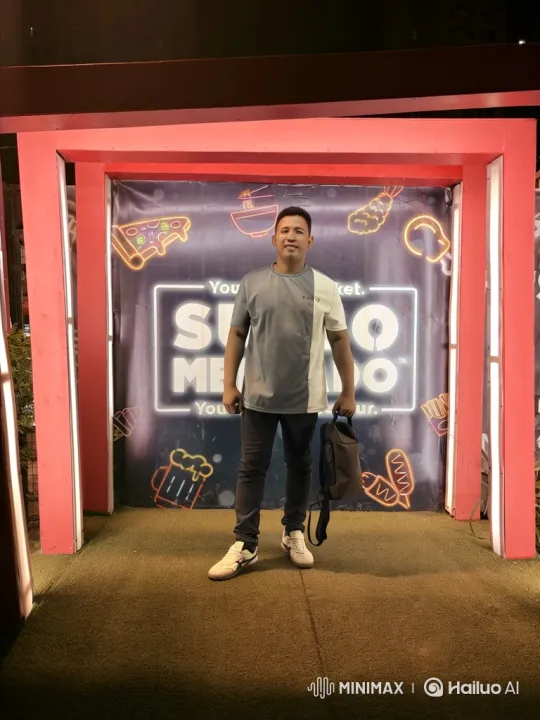 Man Dances Joyfully Under Neon Archway – AI Generated Video | Hailuo AI