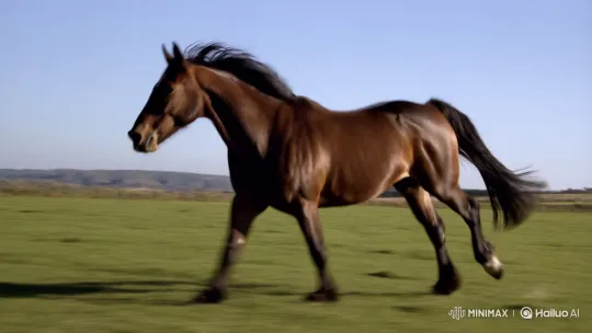 Powerful Horse Gallops Across a Sunlit Meadow – AI Generated Video | Hailuo AI