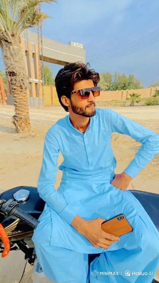 Young Man Reflecting on Motorcycle in Sunny Setting – AI Generated Video | Hailuo AI