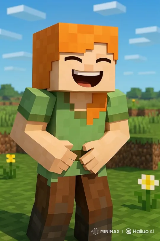 Minecraft: Alex Laughs Joyfully in a Sunny Plains Biome – AI Generated Video | Hailuo AI