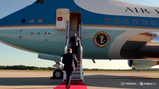 President Accompanies Individual Boarding Presidential Aircraft – AI Generated Video | Hailuo AI