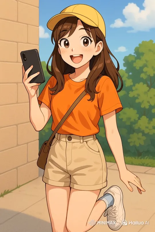 Young Woman Smiles, Converses, and Bends Over Outdoors – AI Generated Video | Hailuo AI