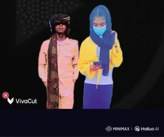 Static Shot of Man and Woman with Contrasting Actions – AI Generated Video | Hailuo AI
